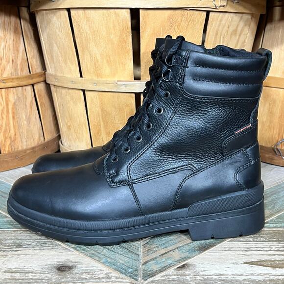 Clarks Black Leather Wool Fur Lined Waterproof Lace-Up Zip Snow Boots Mens 10 main image 6